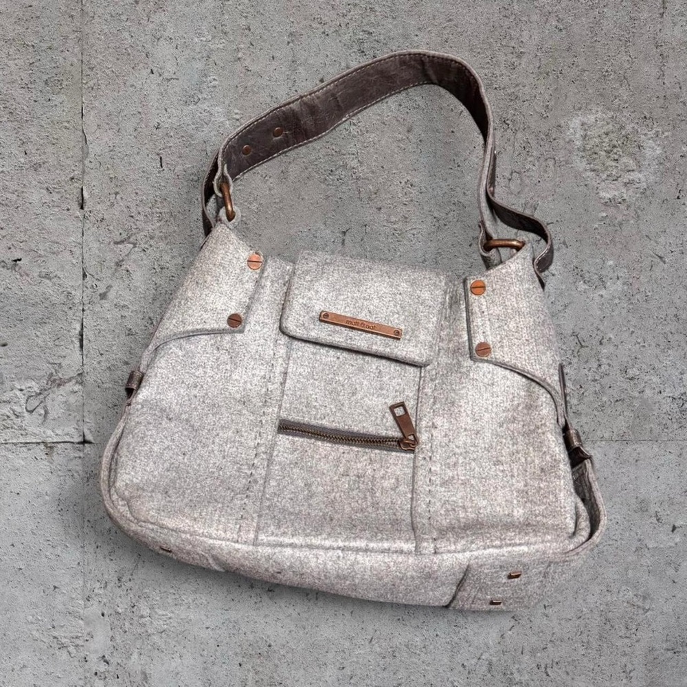 Matt & Nat Y2K Grey Felt-Material Shoulder Bag